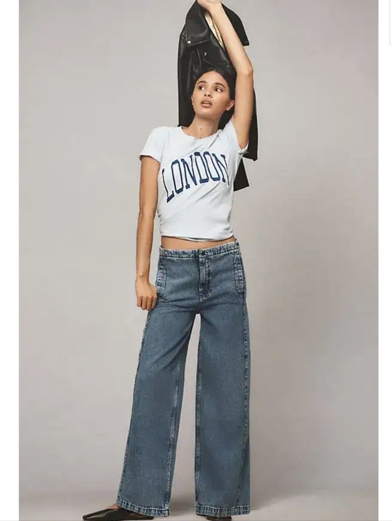 Pilcro Denim - Pilcro Wide-Leg Jeans in Medium Blue